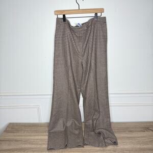 J, McLaughlin Broderick Pants Tan Houndstooth Wool Trouser Pant Womens 12 NEW